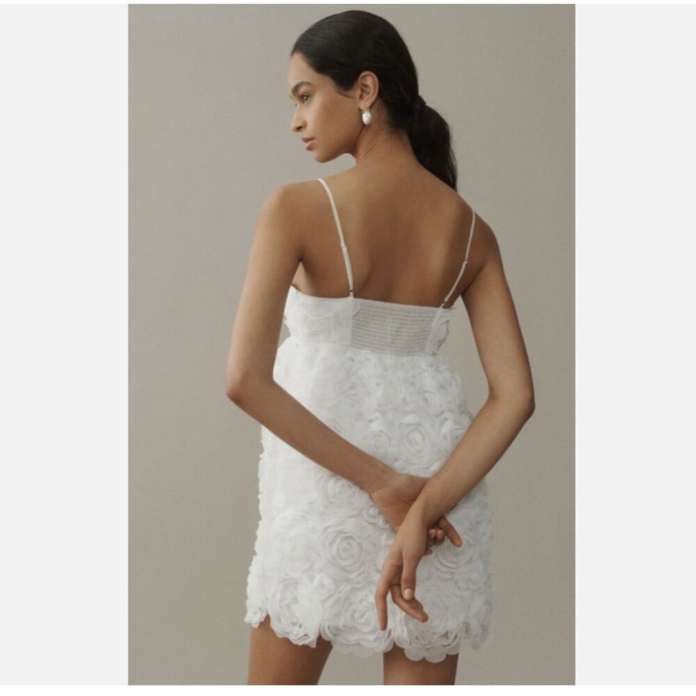 Brand New Anthropologie BHLDN V-Neck Tulle Rosette Mini Dress - Picture 4 of 12